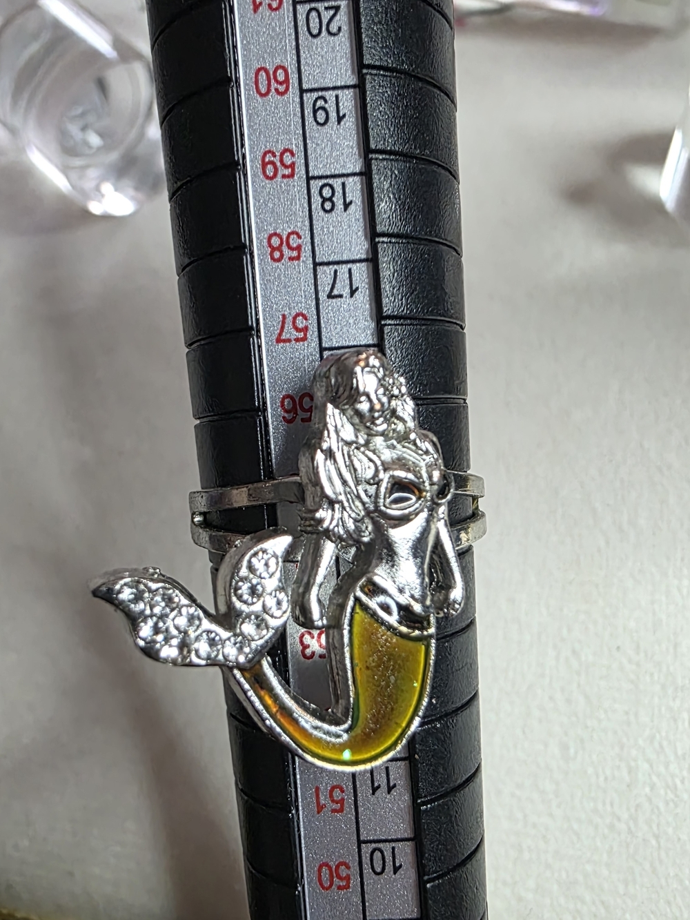 Mermaid Mood Ring Adjustable Silver Tone Enamel Color Changing - Picture 3 of 7